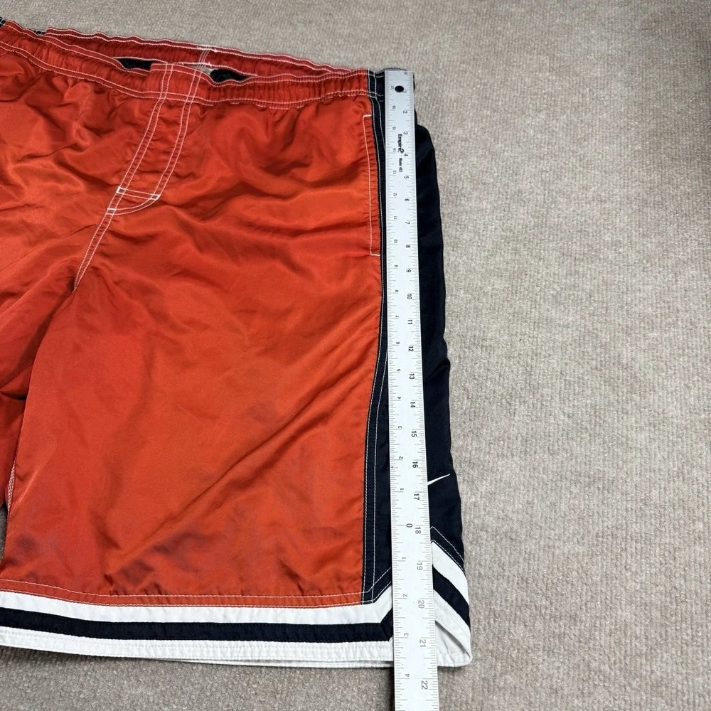 VTG Nike Y2K Swim Trunks Shorts Mens XL Red Black Striped Mesh‎ Lining Board